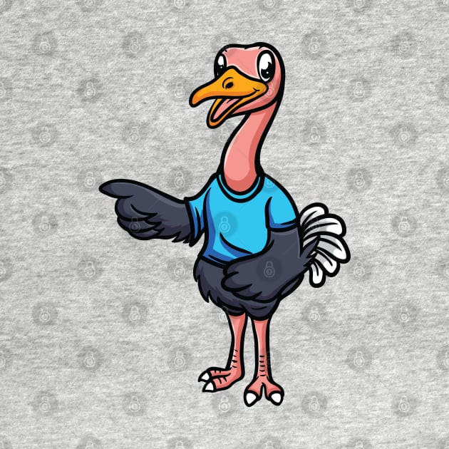 Human-like Anthropomorphic Cute Cartoon Ostrich by Sticker Steve